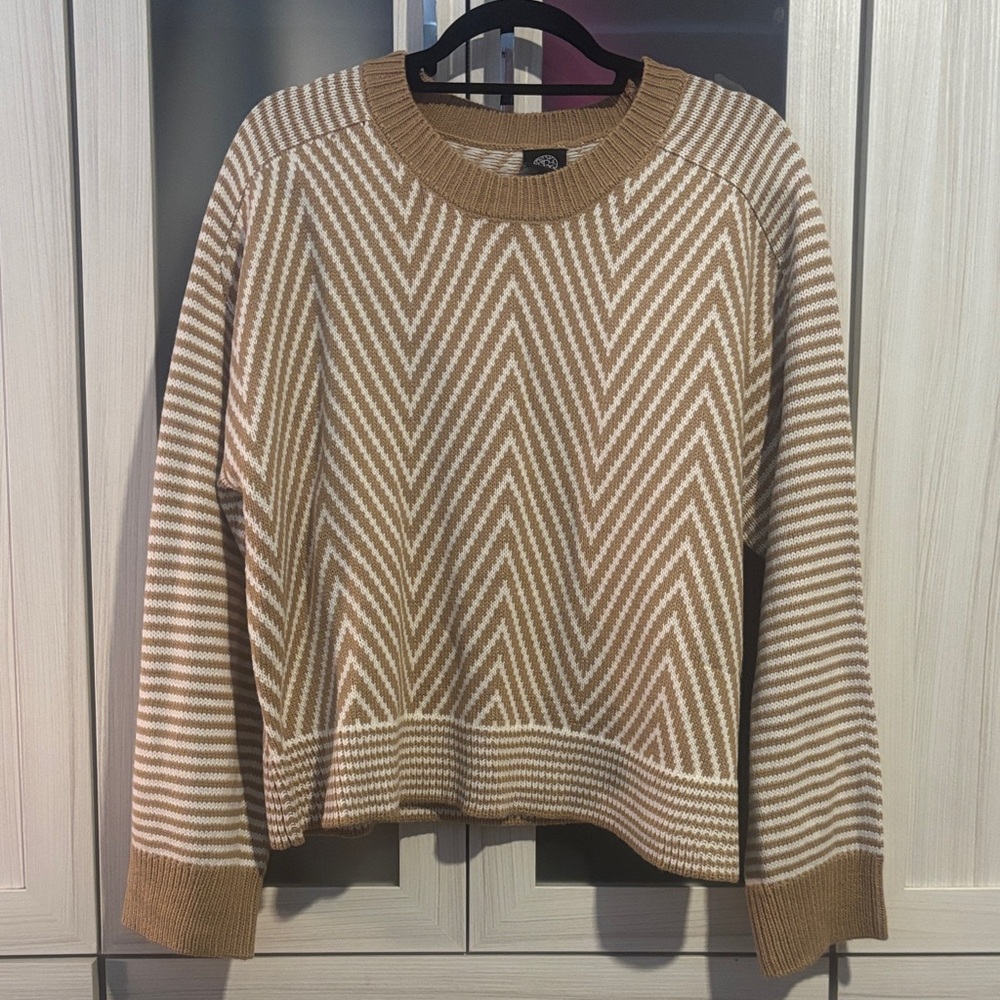 Bobeau Striped Chevron Pullover Sweater